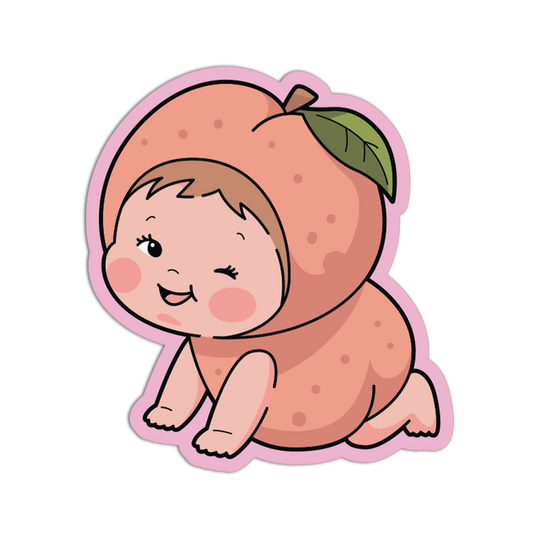 Crawling Peach Fruit Babies Sticker