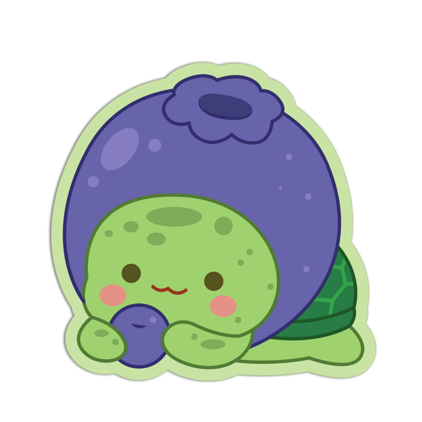 Cute Blueberry Hugging Fruit Turtle Sticker