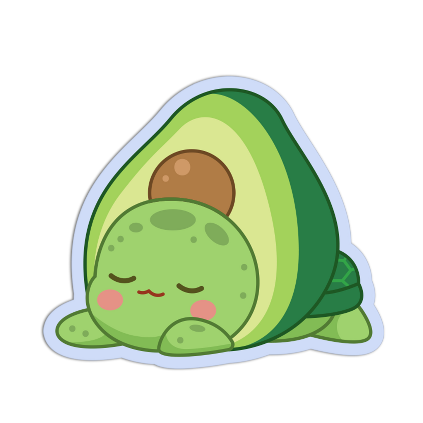Sleeping Cozy Avocado Fruit Turtle Sticker