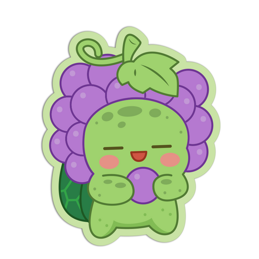 Joyful Grape Holding Fruit Turtle Sticker