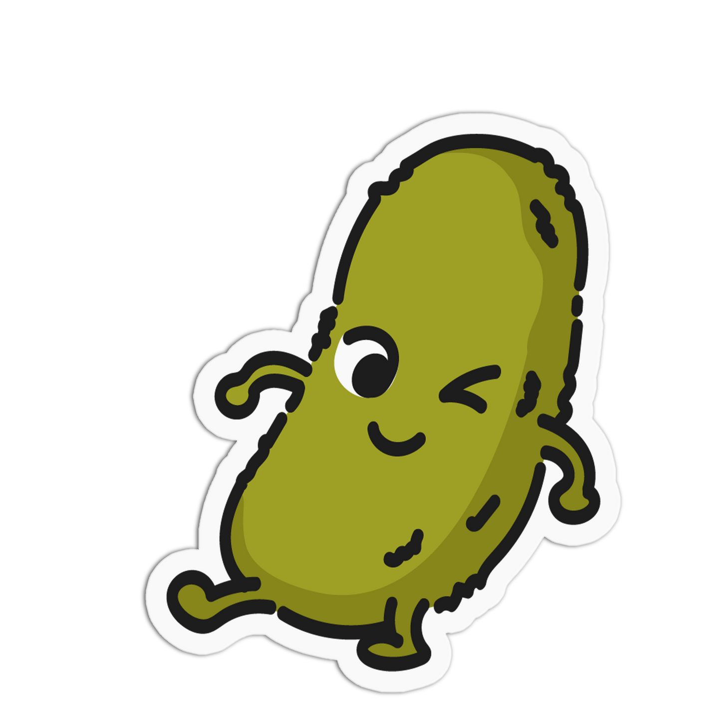 Winking Green Pickle Fruits And Veggies Sticker