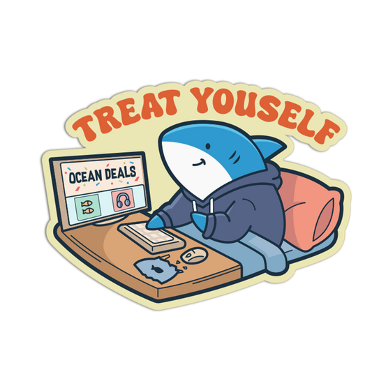 Treat Youself - Funny Shark Sticker - The Stkr Store
