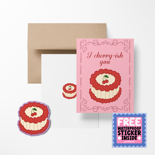 I Cherry-ish You Greeting Card with Stickers