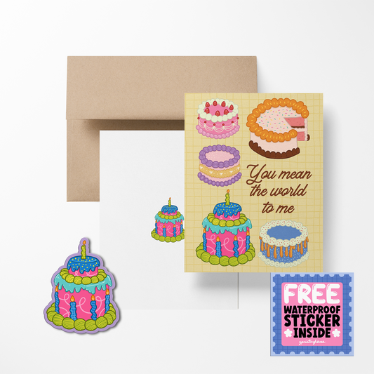 You Mean The World To Me Greeting Card with Stickers