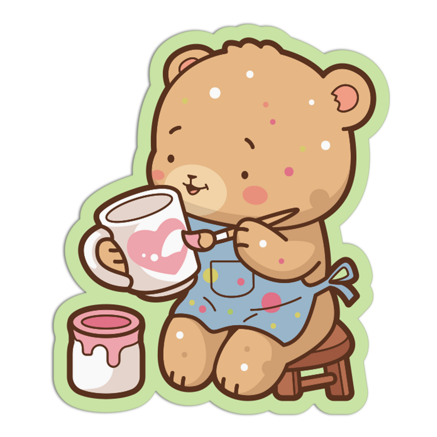 Bear Painting Heart Mug Glazing and Decorating Sticker