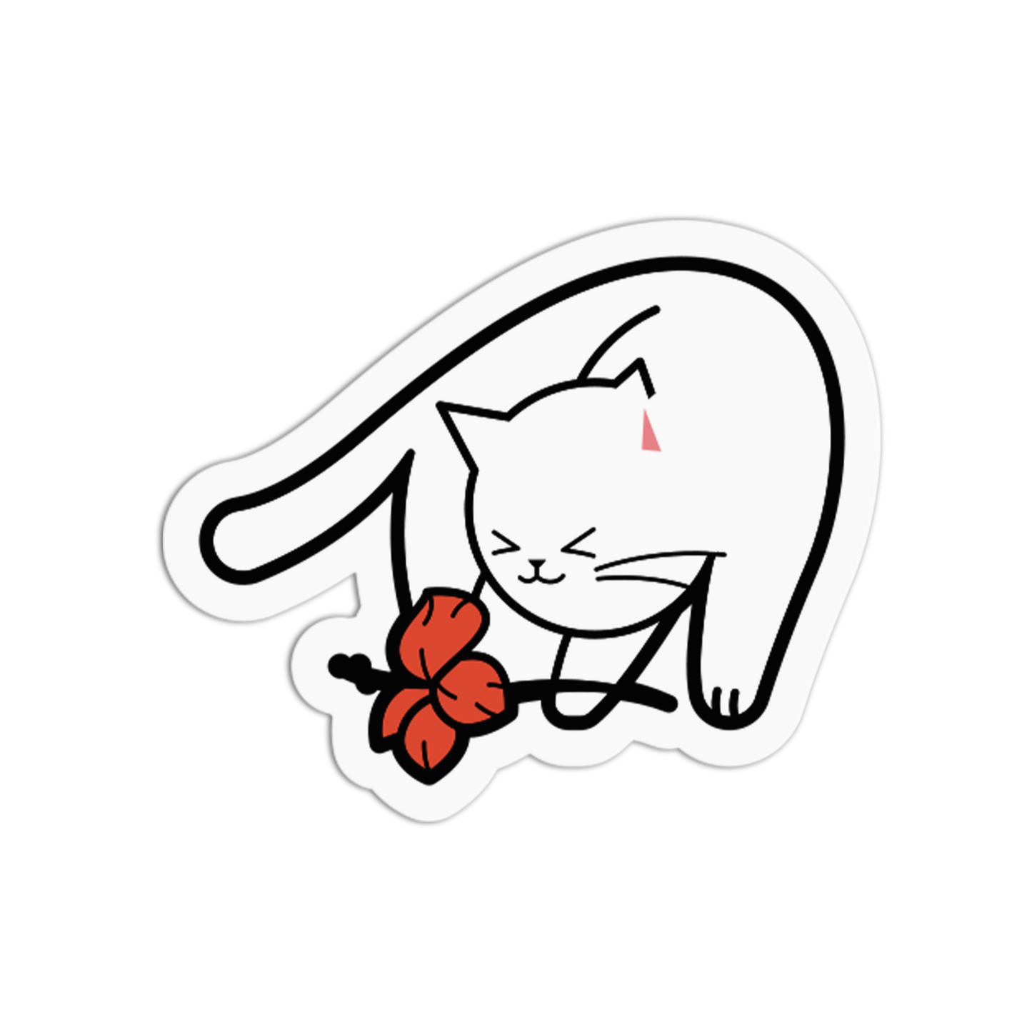 Stretching Gumamela Cat Sticker