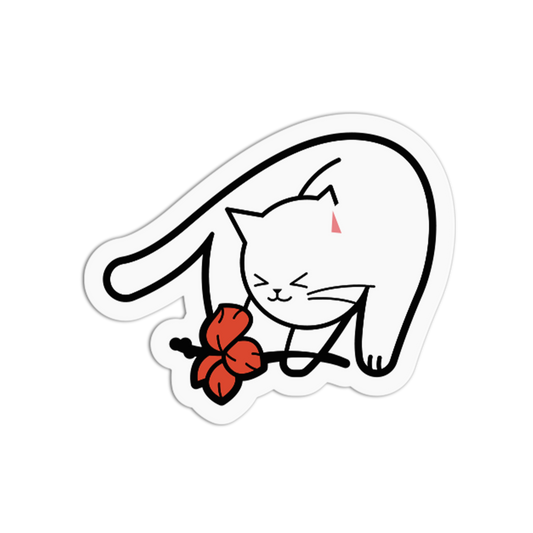Stretching Gumamela Cat Sticker