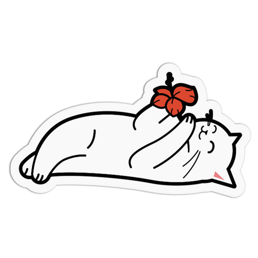 Belly-Up Gumamela Cat Sticker