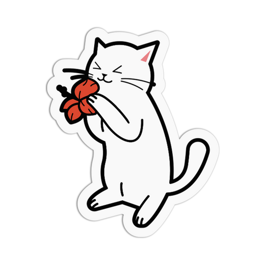 Sniffing Gumamela Cat Sticker