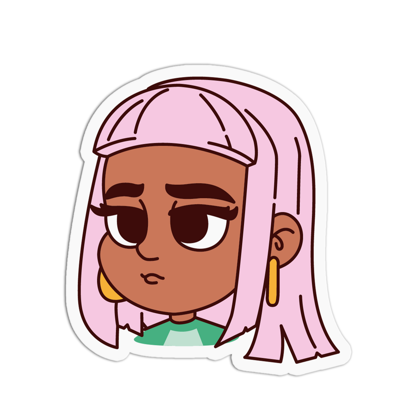 Cute Pastel Pink Bangs Hair Style Sticker