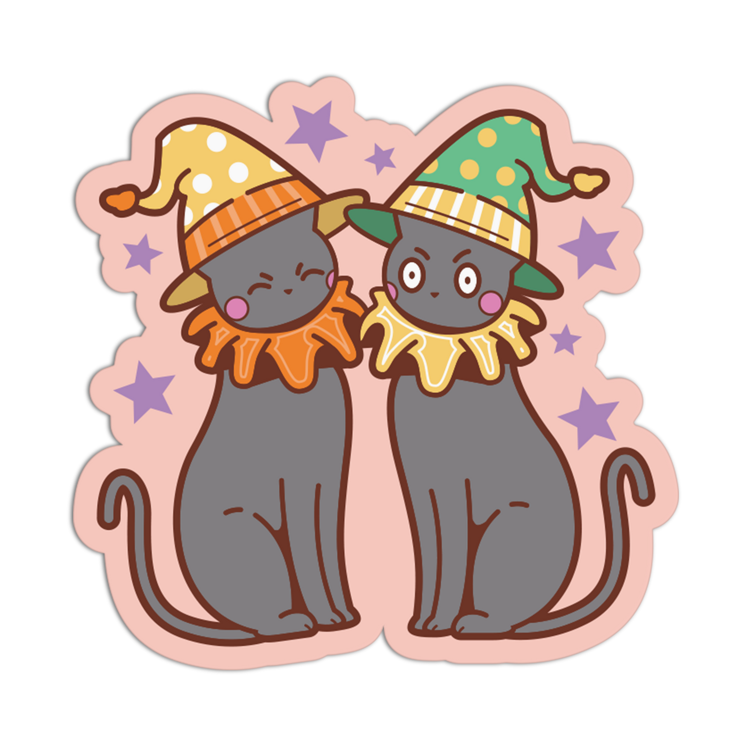 Twin Cats Halloween Theme Sticker