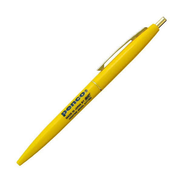 Yellow pen with 'Pentel' branding on a white background