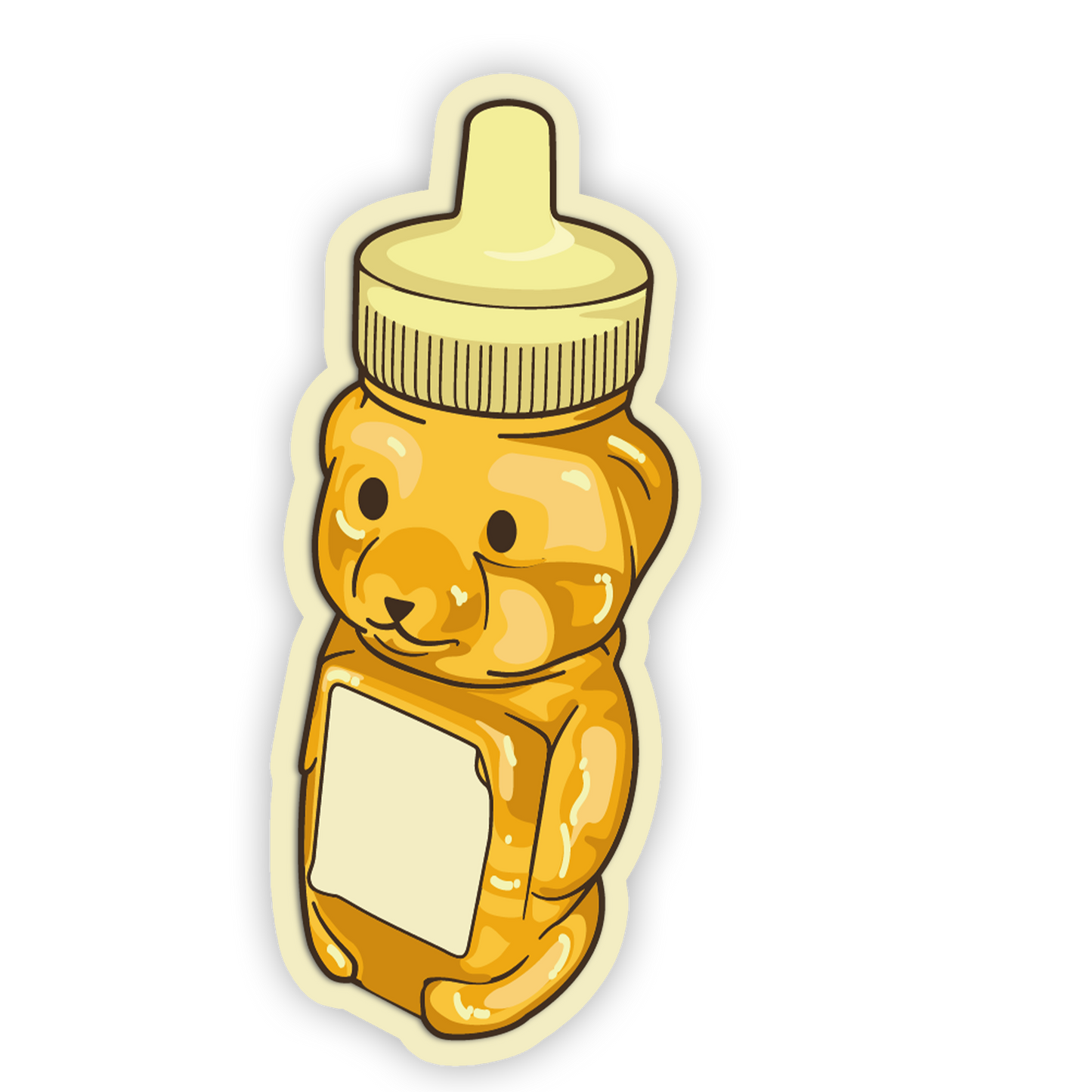 Honey bear bottle sticker on a white background