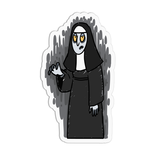 Nervous Nun Horror Movies Sticker - The Stkr Store