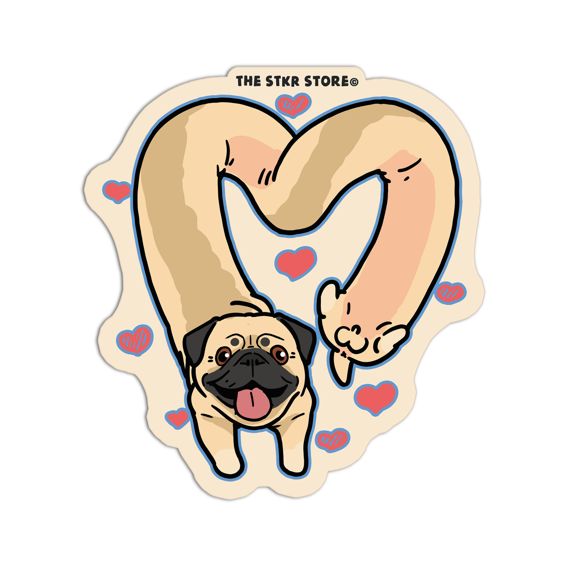 Heart Pug Love - Hot Dog Stickers - The Stkr Store