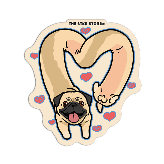 Heart Pug Love - Hot Dog Stickers - The Stkr Store