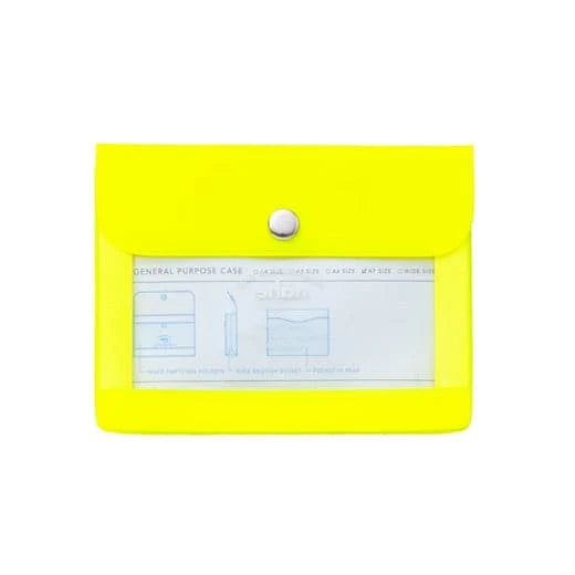 Yellow general purpose case with a clear front panel on a white background
