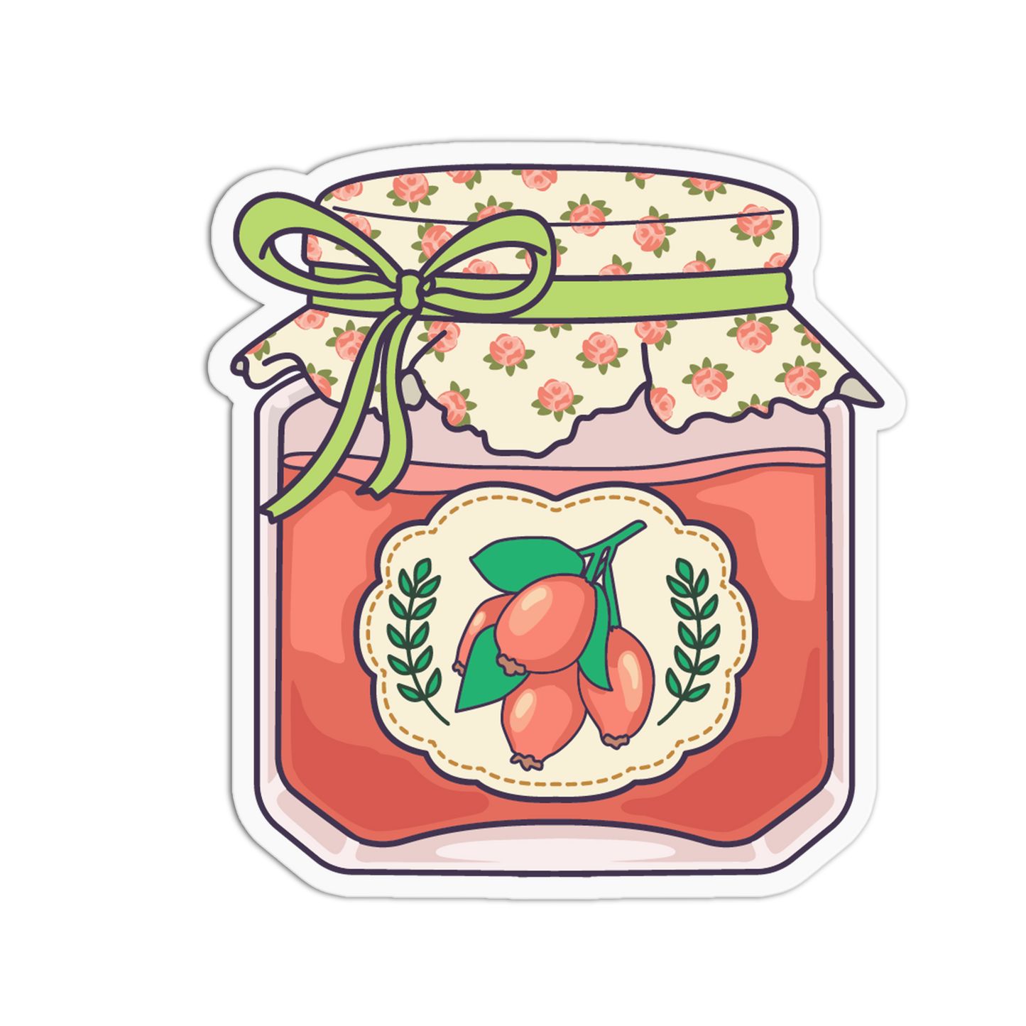 Floral Rosehip Jam - Jam Jar Series Stickers
