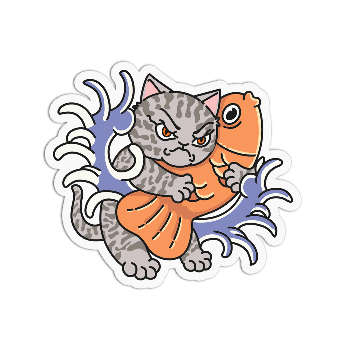 Giant Fish - Japanese Cat Sticker