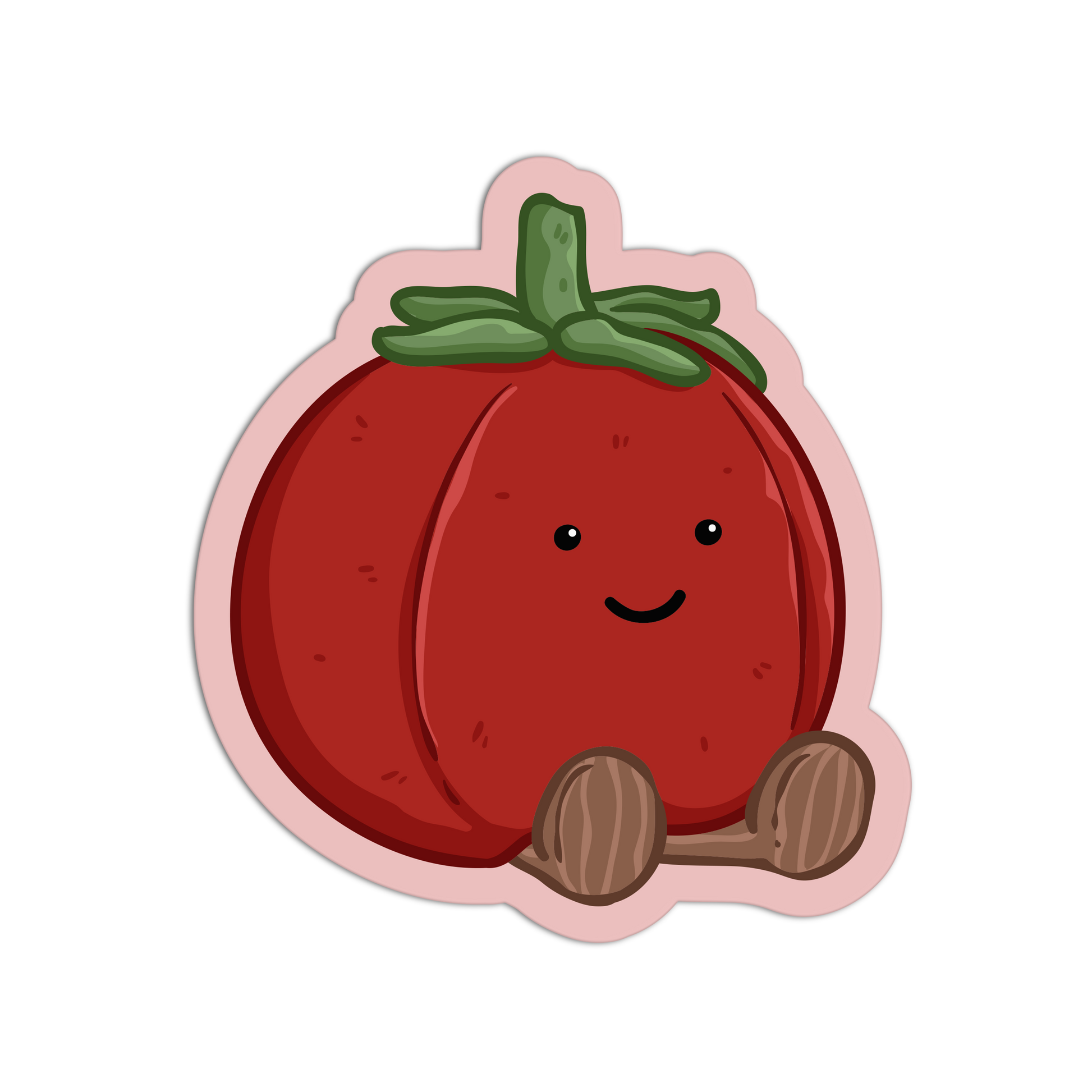 Cartoon tomato with a smiling face on a white background