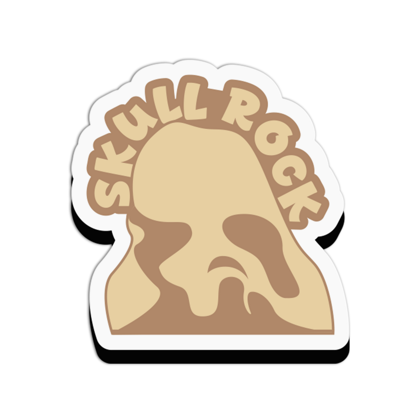 Sticker with a skull design and 'SKULL ROCK' text on a white background