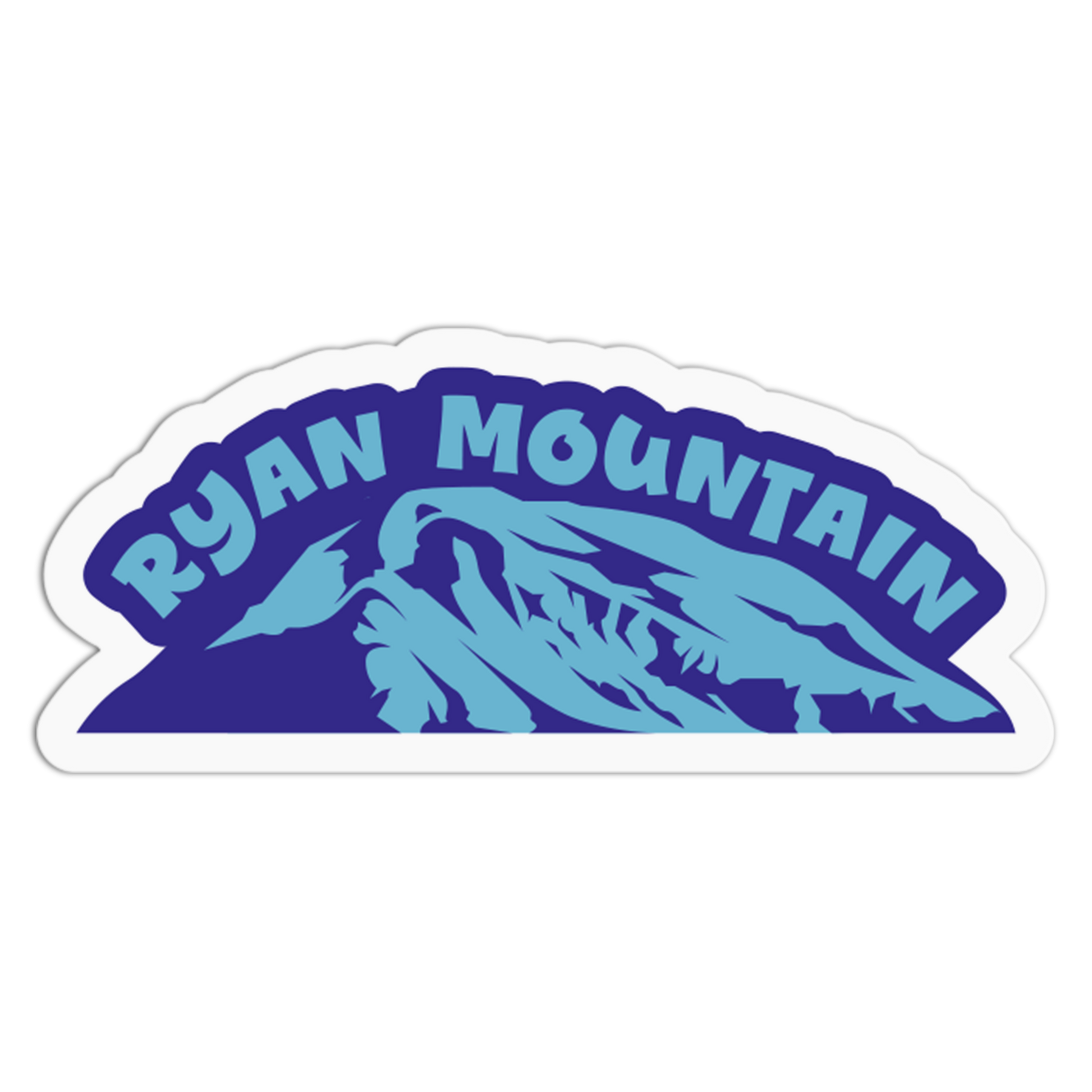 Sticker with 'Ryan Mountain' text and mountain graphic on a white background