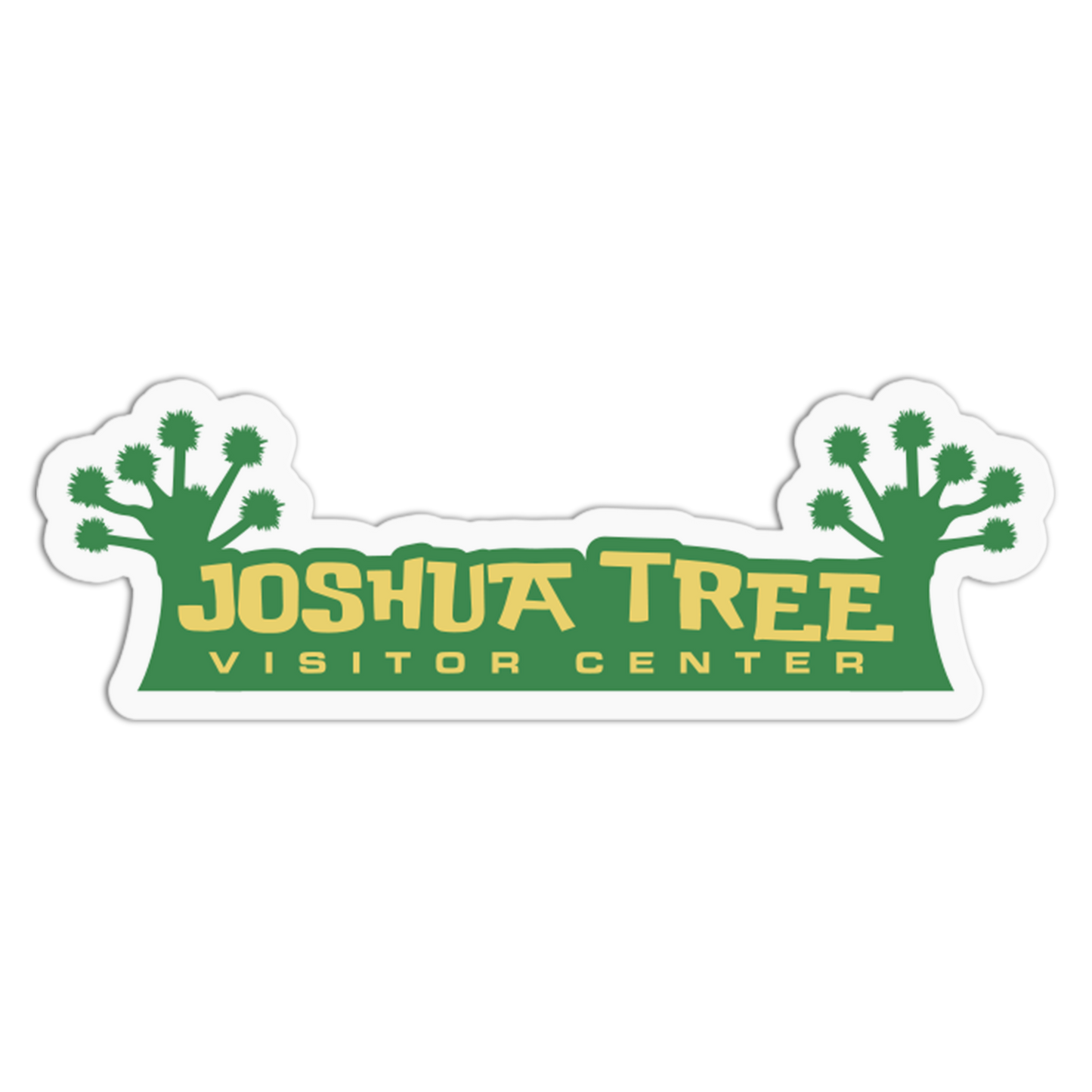 Logo of Joshua Tree Visitor Center with green and yellow text on a white background