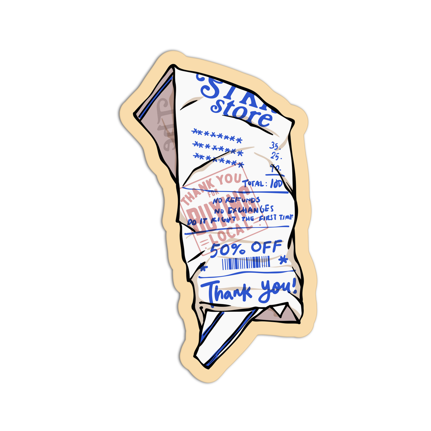 Crumpled Receipt Junk Sticker