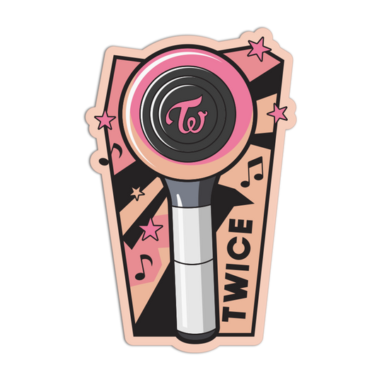 Sticker of a makeup brush with 'TWICE' branding on a transparent background