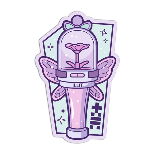 Sticker with a stylized design of a flower in a glass dome, labeled 'ILLIT', on a white background.