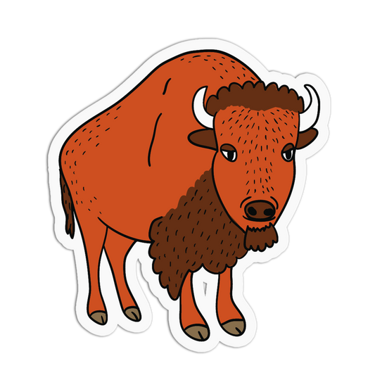 Brown Bison Standing Lazy Animals Sticker