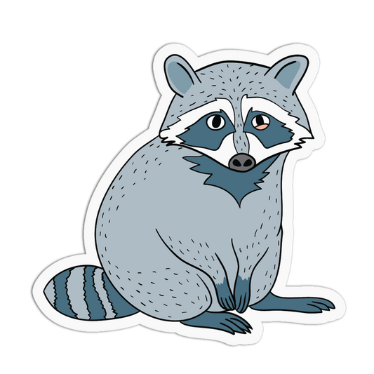 Gray Raccoon Sitting Lazy Animals Sticker