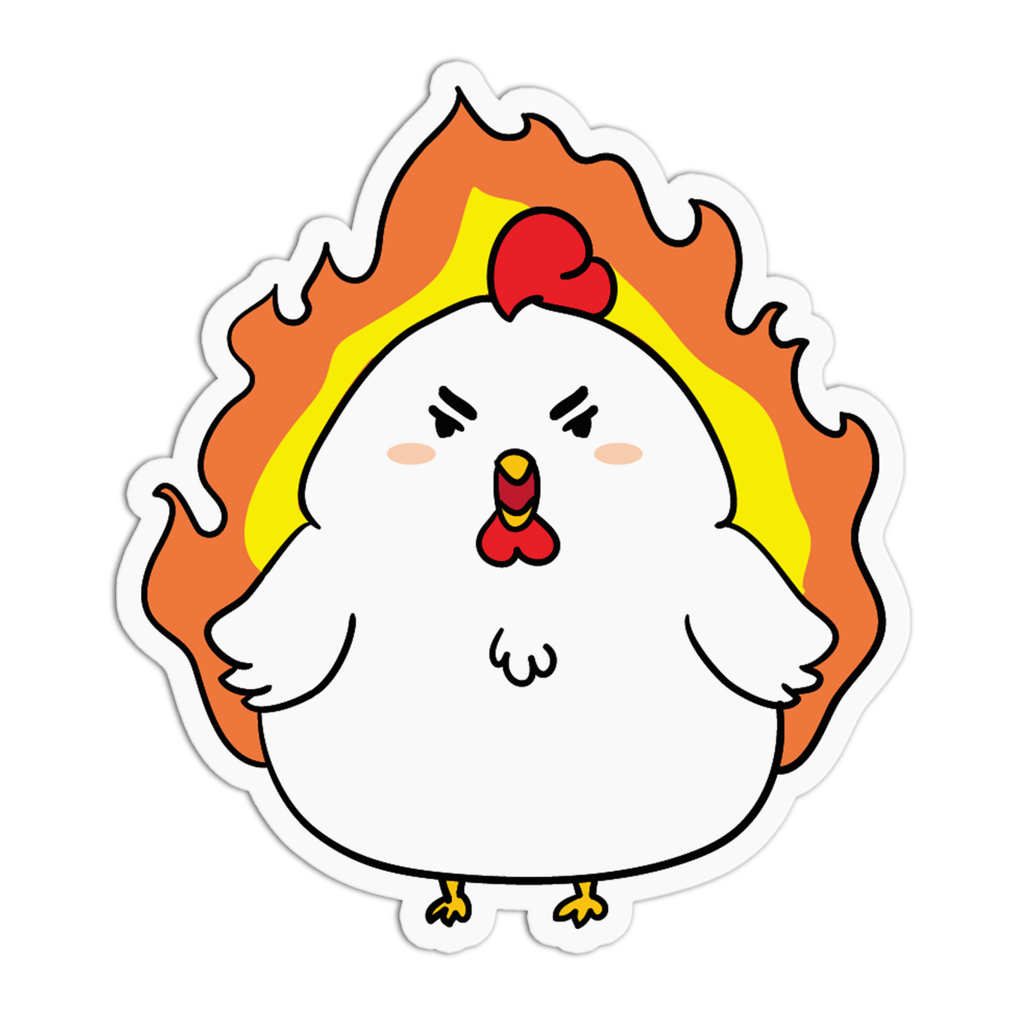 Fiery Rage Mad Chicken Sticker