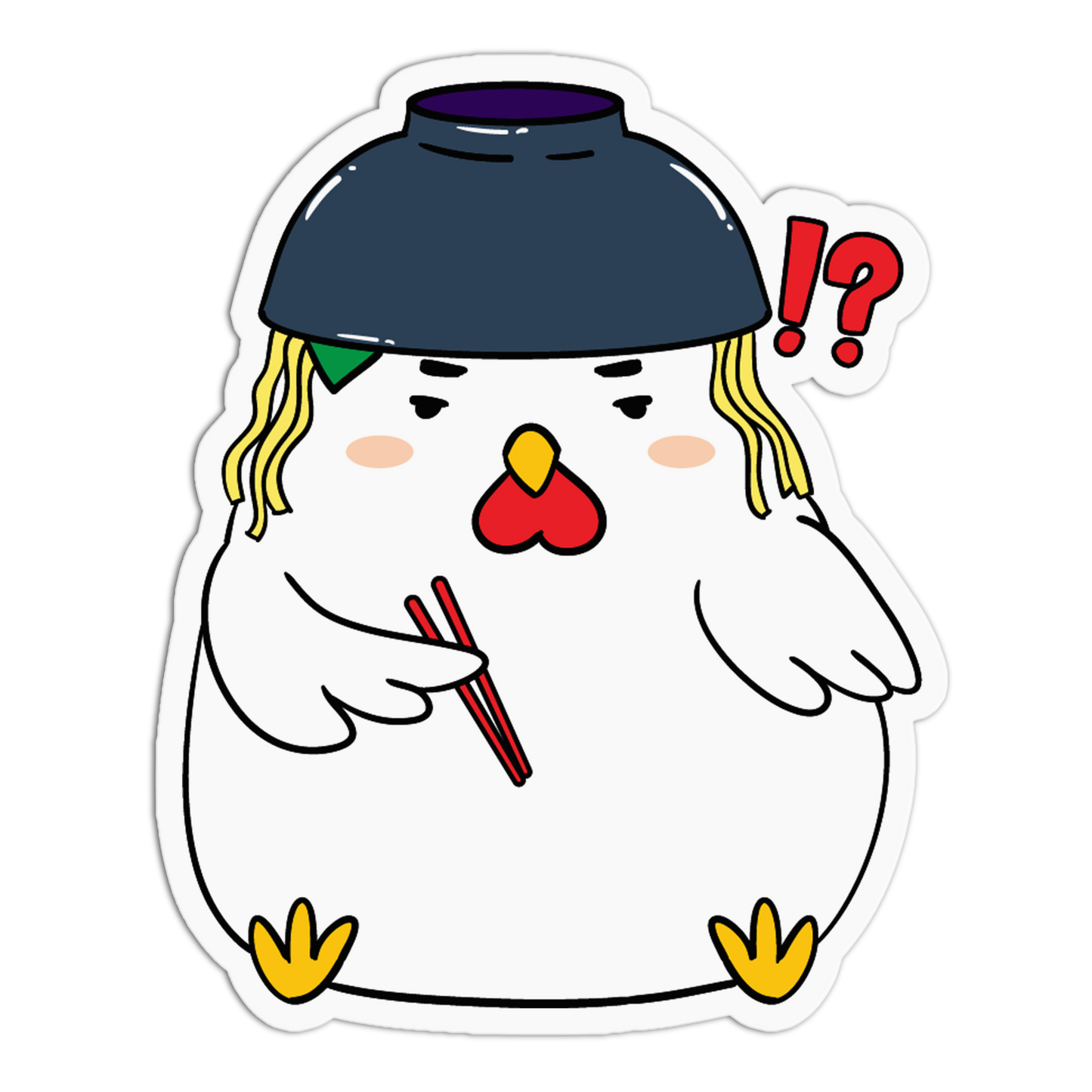Noodle Hat Mad Chicken Sticker