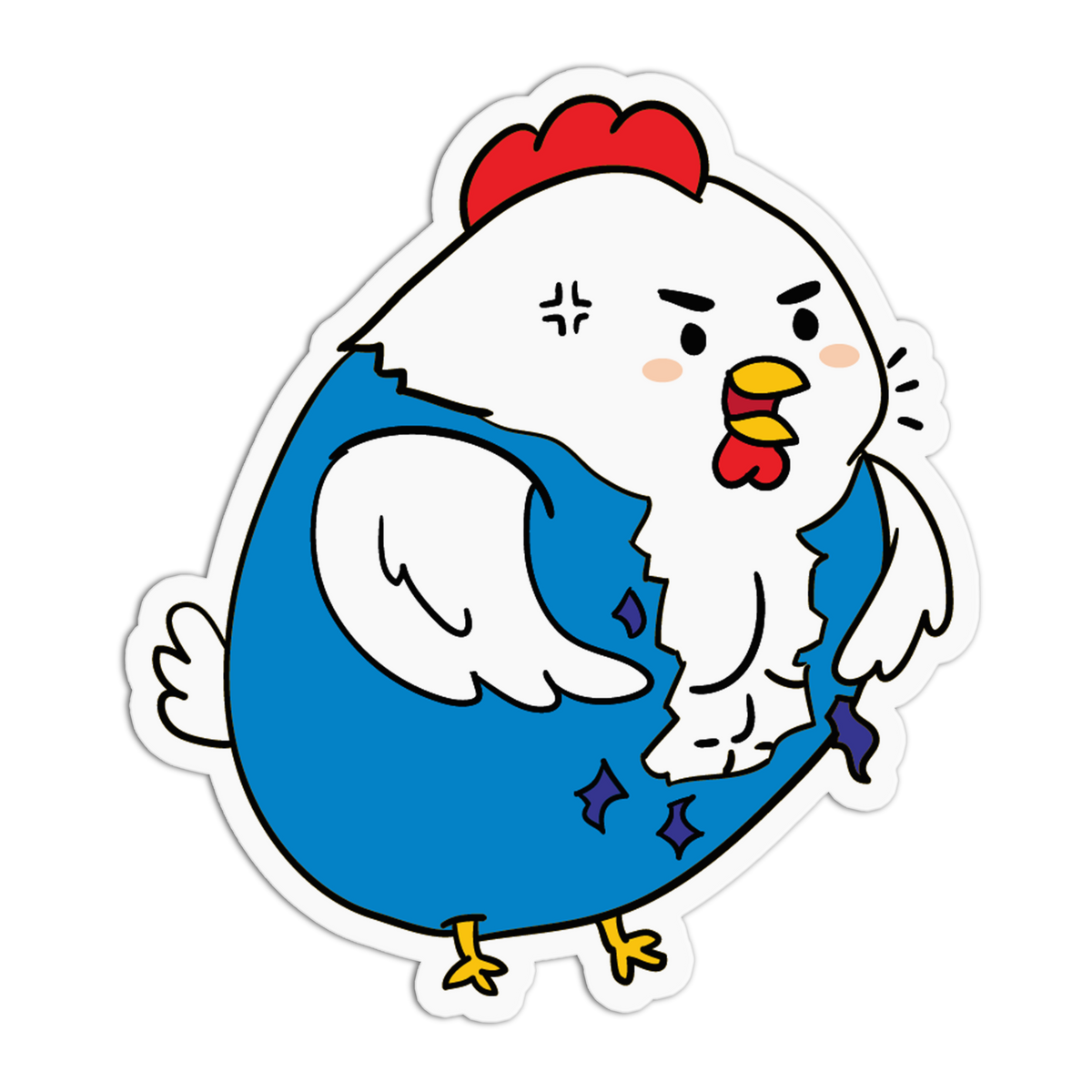 Shirt Rip Mad Chicken Sticker