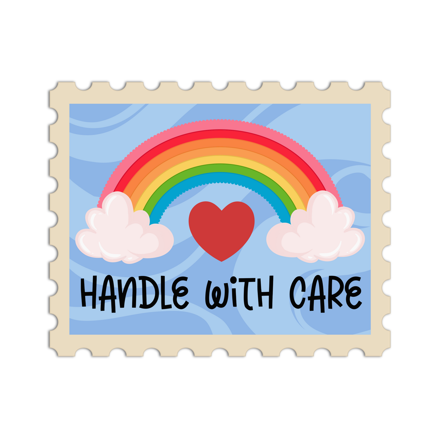 Rainbow Handle With Care Mail Sticker - The Stkr Store