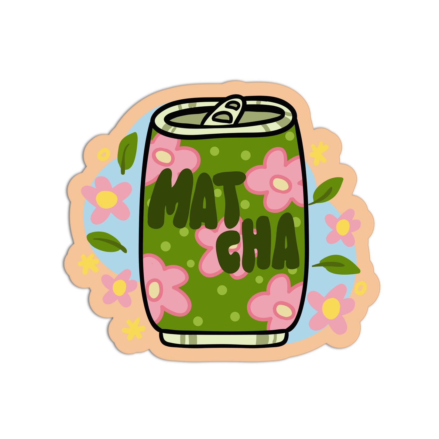 Floral Can - Matcha Stickers - The Stkr Store