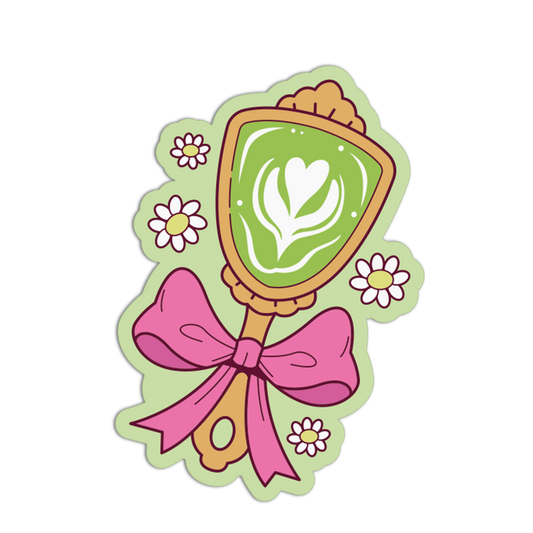 Hand Mirror Matcha Theme Sticker