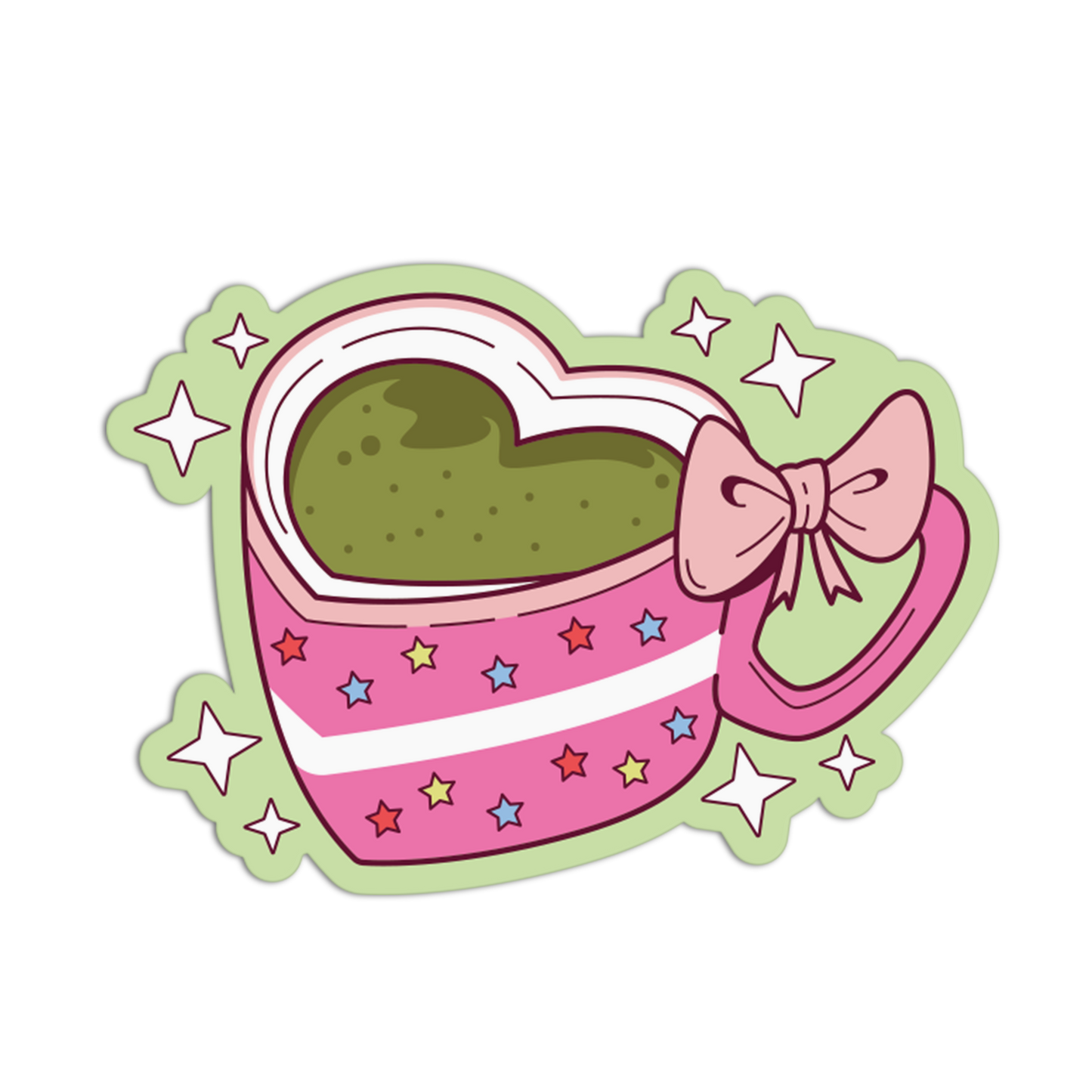 Heart Mug Matcha Theme Sticker
