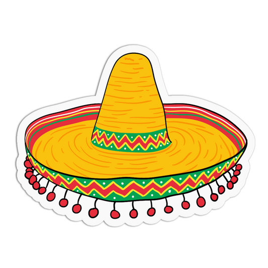 Yellow Sombrero Hat Mexican Sticker