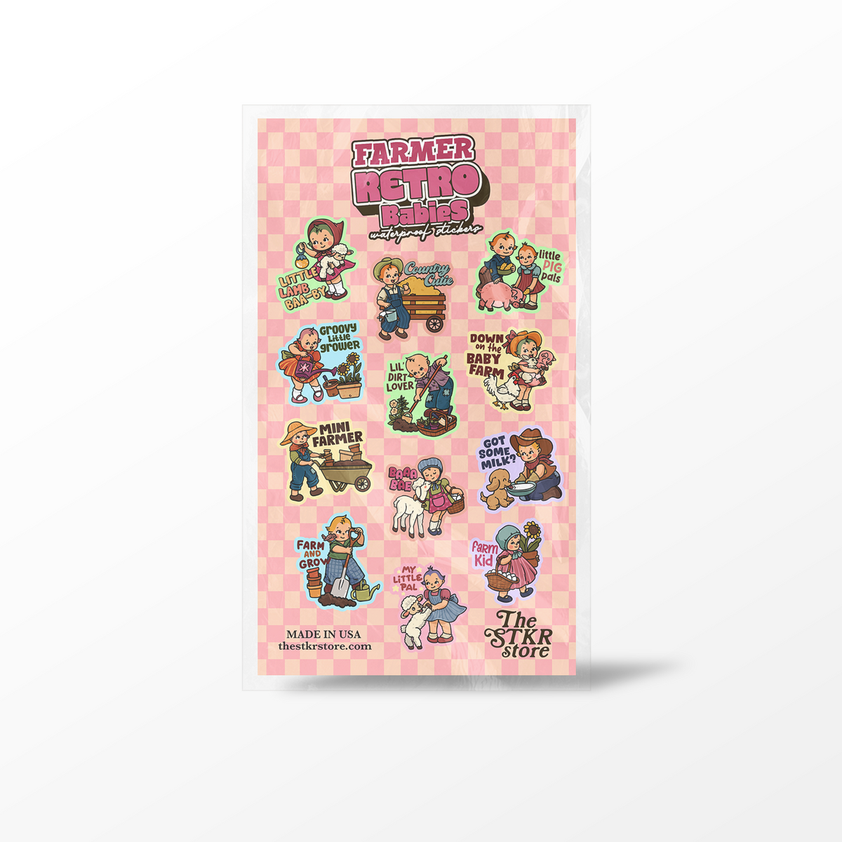 Farmer Retro Babies Sticker Sheet