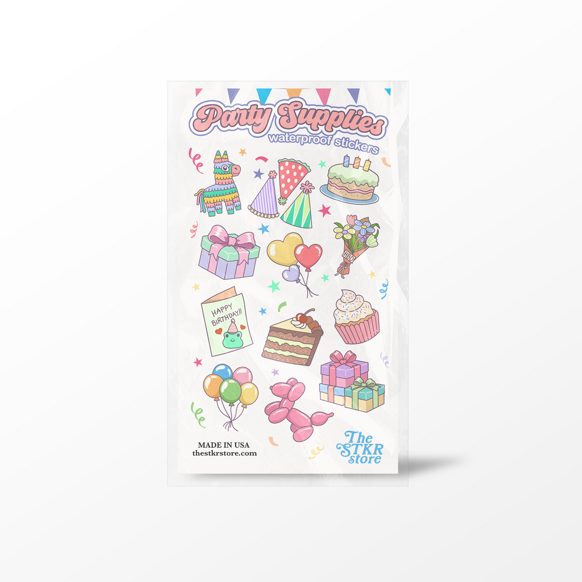 Party Supplies Sticker Sheet