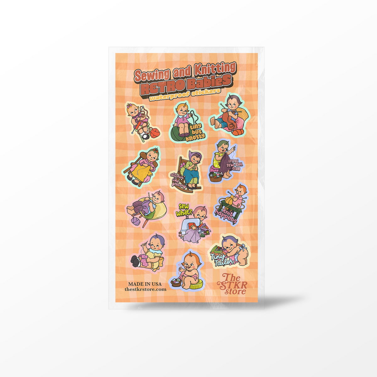 Sewing and Knitting Retro Babies Sticker Sheet