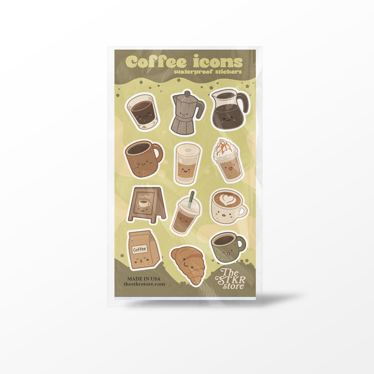 Coffee Icons Sticker Sheet