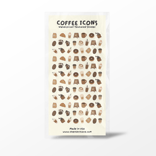 Coffee Icons Sticker Sheet