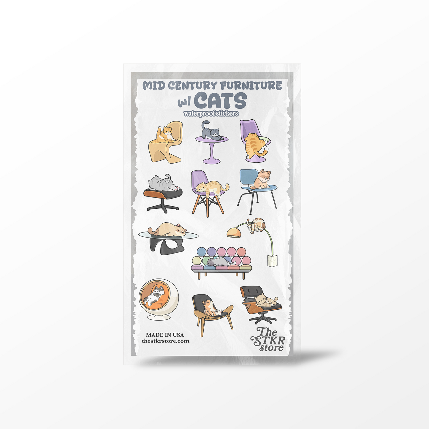 Mid Century Furniture W/ Cats Sticker Sheet