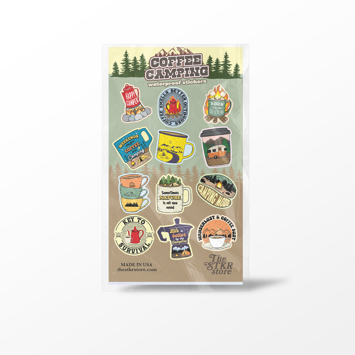 Coffee Camping Sticker Sheet