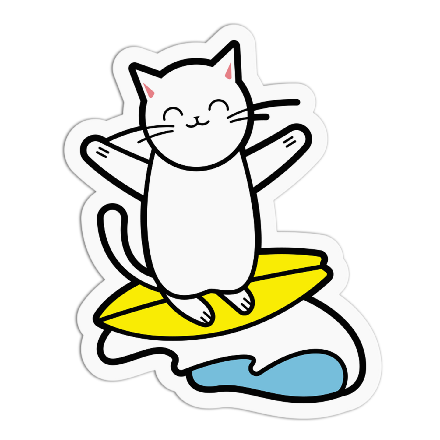 Surfing Joy Cat Summer Sticker