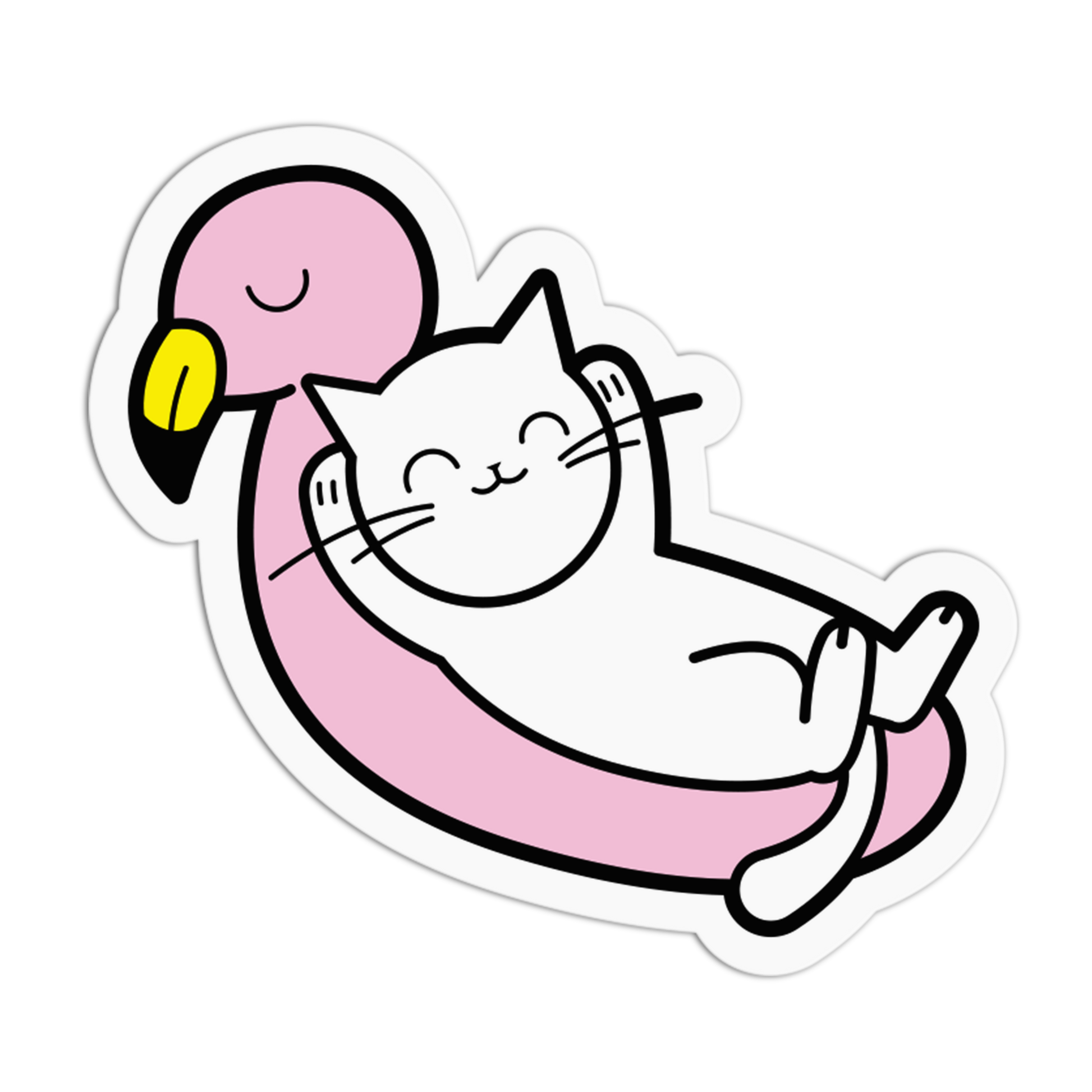 Flamingo Floatie Nap Cat Summer Sticker - The Stkr Store