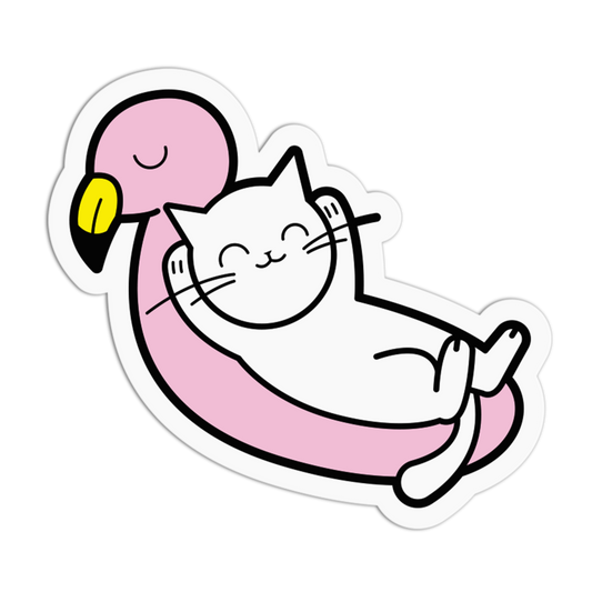 Flamingo Floatie Nap Cat Summer Sticker